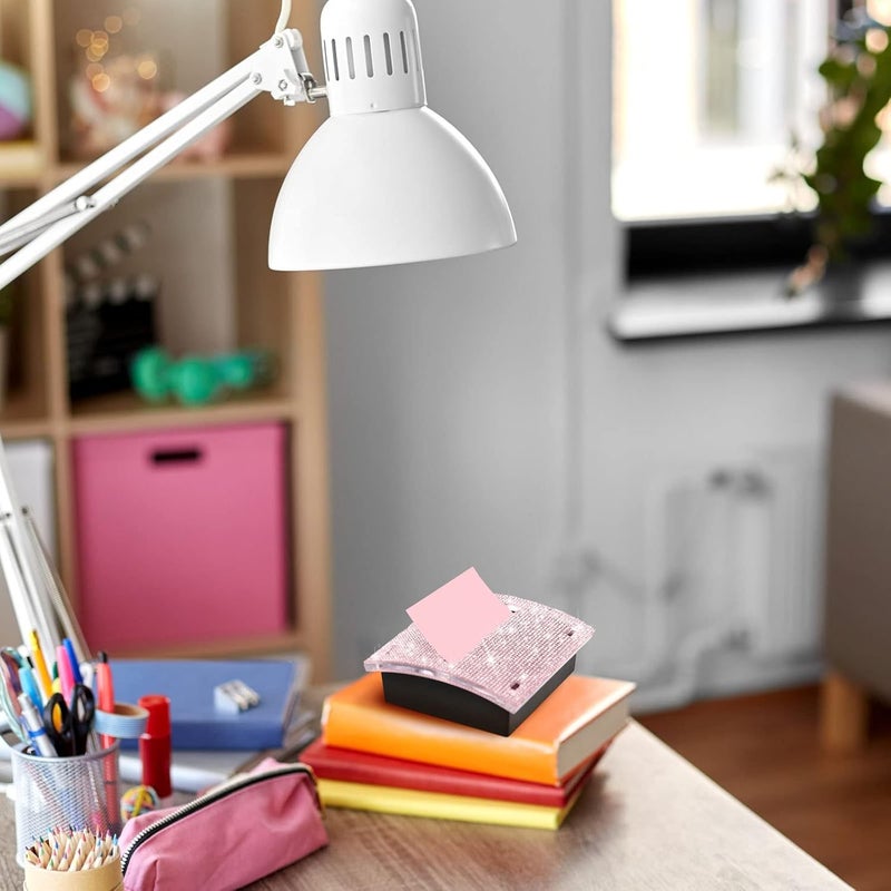 Eersida Rhinestone Self Stick Note Pad Holders 4 x 4 Inches Memo Sticky Dispenser Note Holder Sticky Dispenser for Christmas Office Employee Coworkers Gifts Home Desk Supplies(Pink) - Image 5